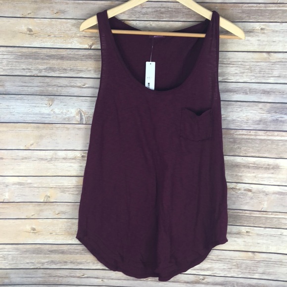 LAmade Tops - LAmade Burgundy Tank With Pocket Size Medium S32
